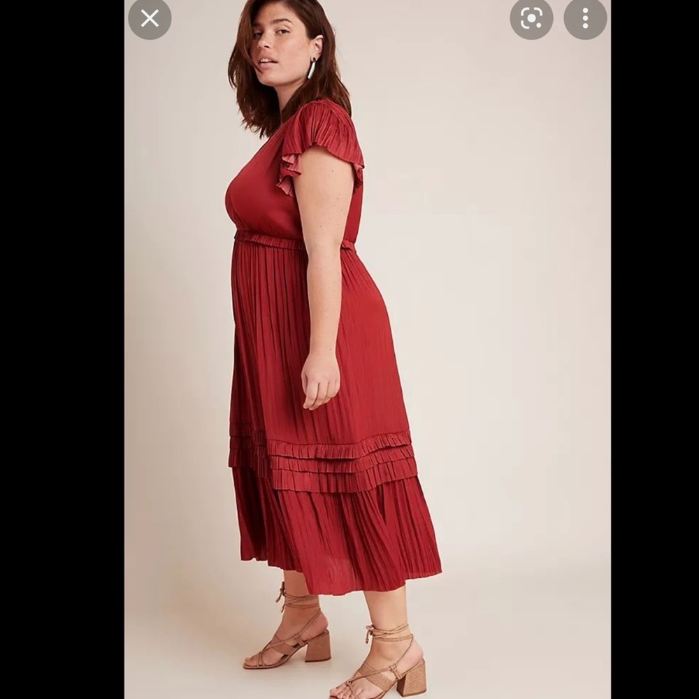 Anthropologie - Terracotta Sereia Pleated Midi Dress